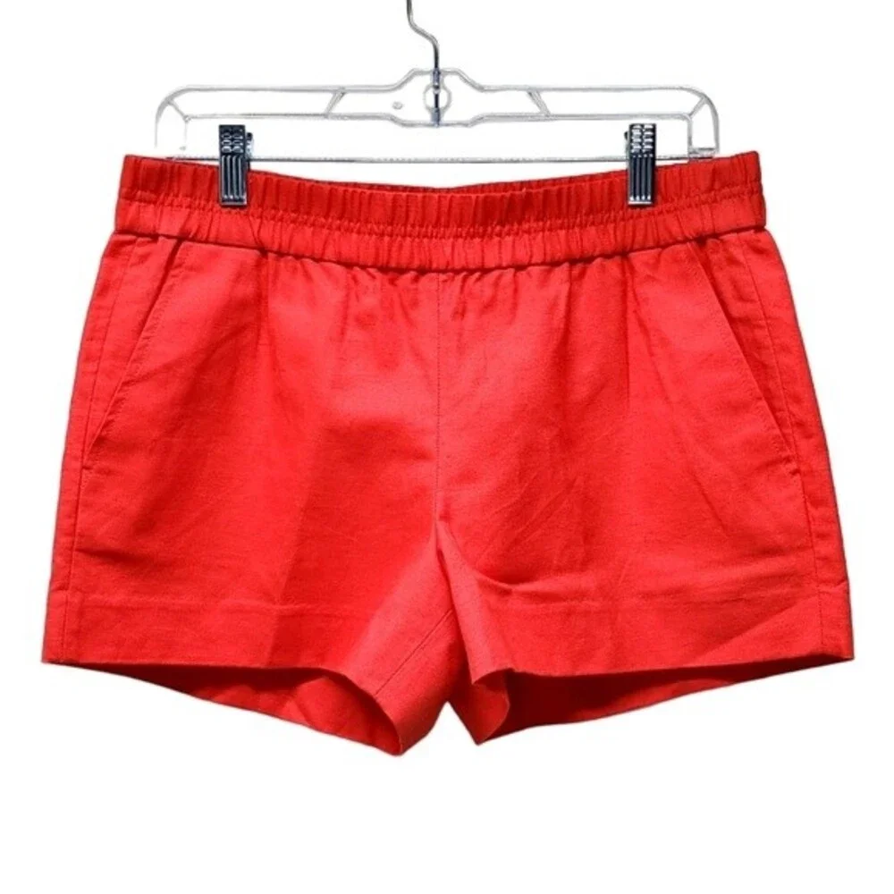 J. CREW FACTORY Linen Blend Pull-On Shorts Red Size 4 NWT